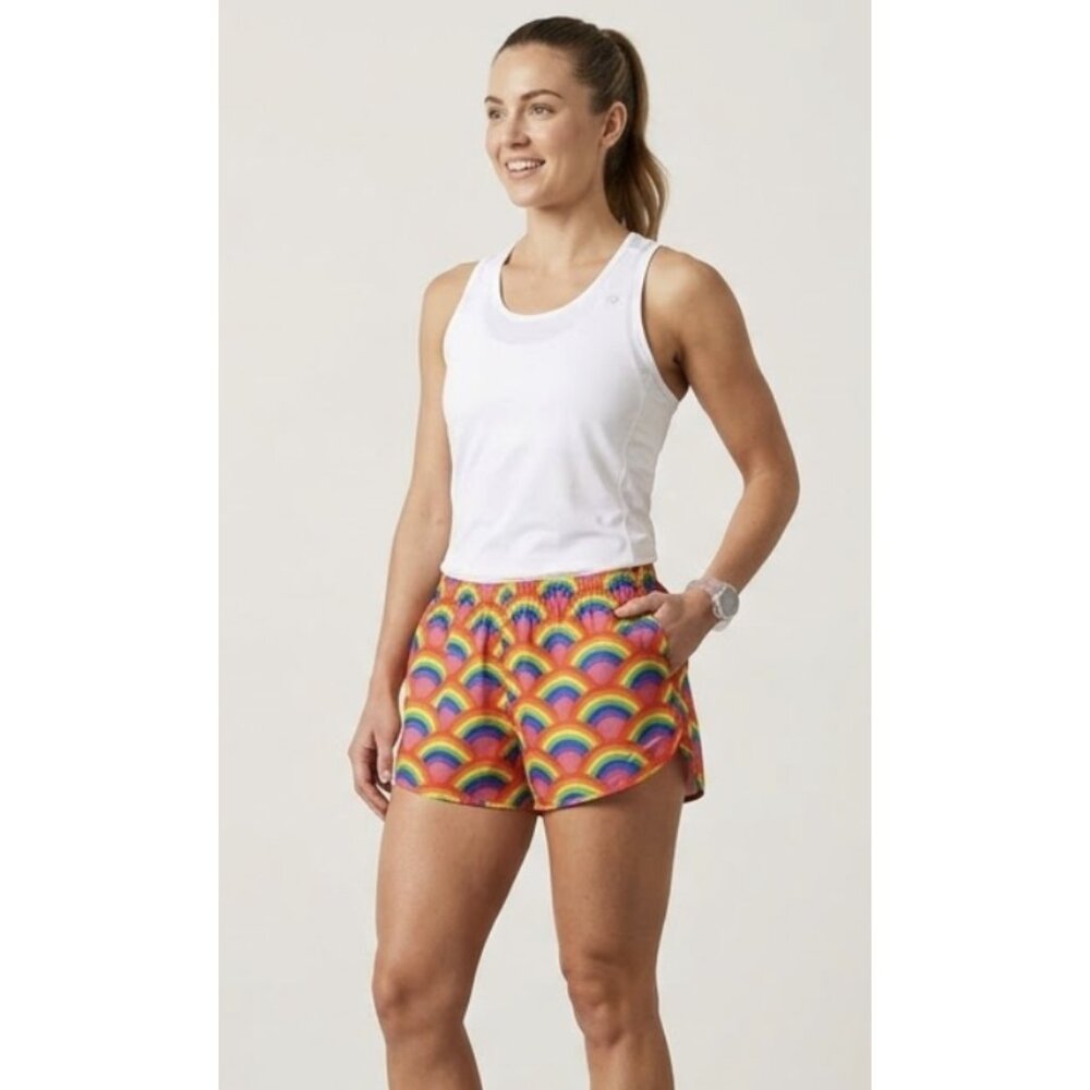 BOA Stretch Elite 1" Split Running Athleisure Shorts Rainbow Pride Medium Gym